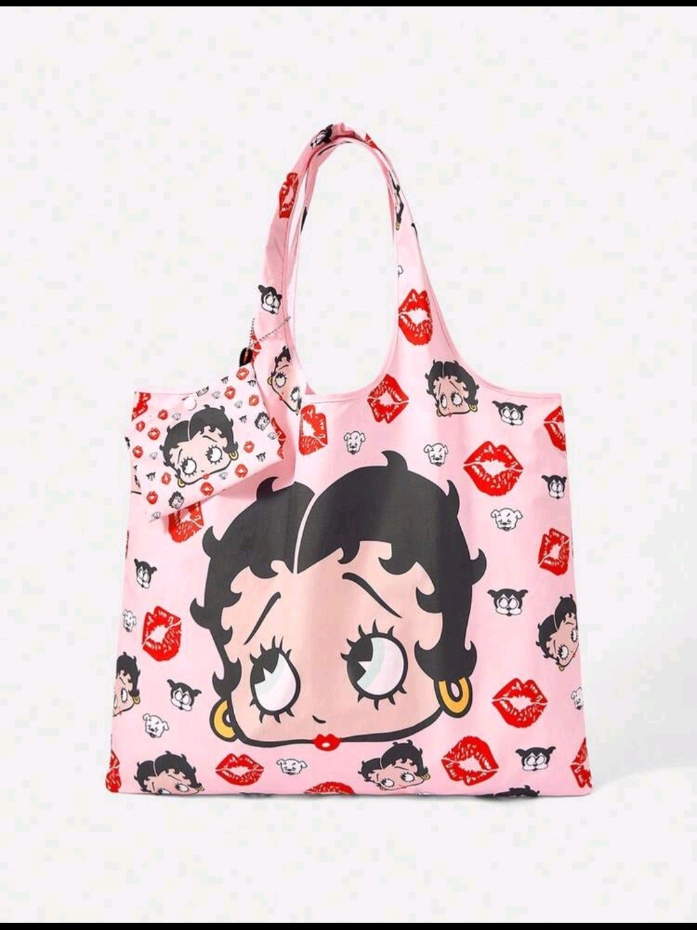 Betty Boop Pink Tote with Red Lip Print